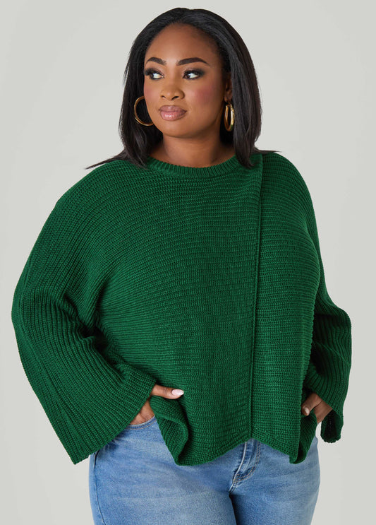Plus Size Crisscross Ribbed Sweater