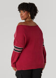 Off The Shoulder Varsity Sweater