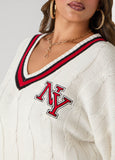 V Neck Varsity Sweater