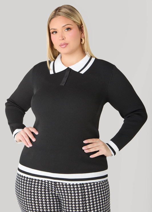 Striped Polo Sweater