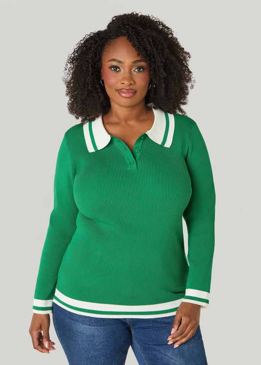 Ribbed Polo Sweater