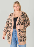 Plus Size Brushed Leopard Cardigan