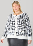 Plus Size Brushed Houndstooth Cardigan
