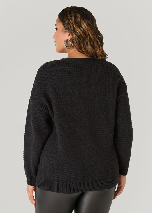 Ribbed Rosette Cardigan