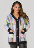 Plus Size Striped Boucle Cardigan