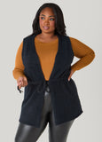 Plus Size Drawstring Brushed Knit Vest