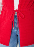 Drawstring Brushed Knit Vest