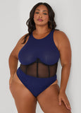 Mesh Corset Paneled Bodysuit