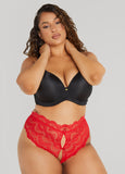 Plus Size Cutout Crotchless Lace Thong
