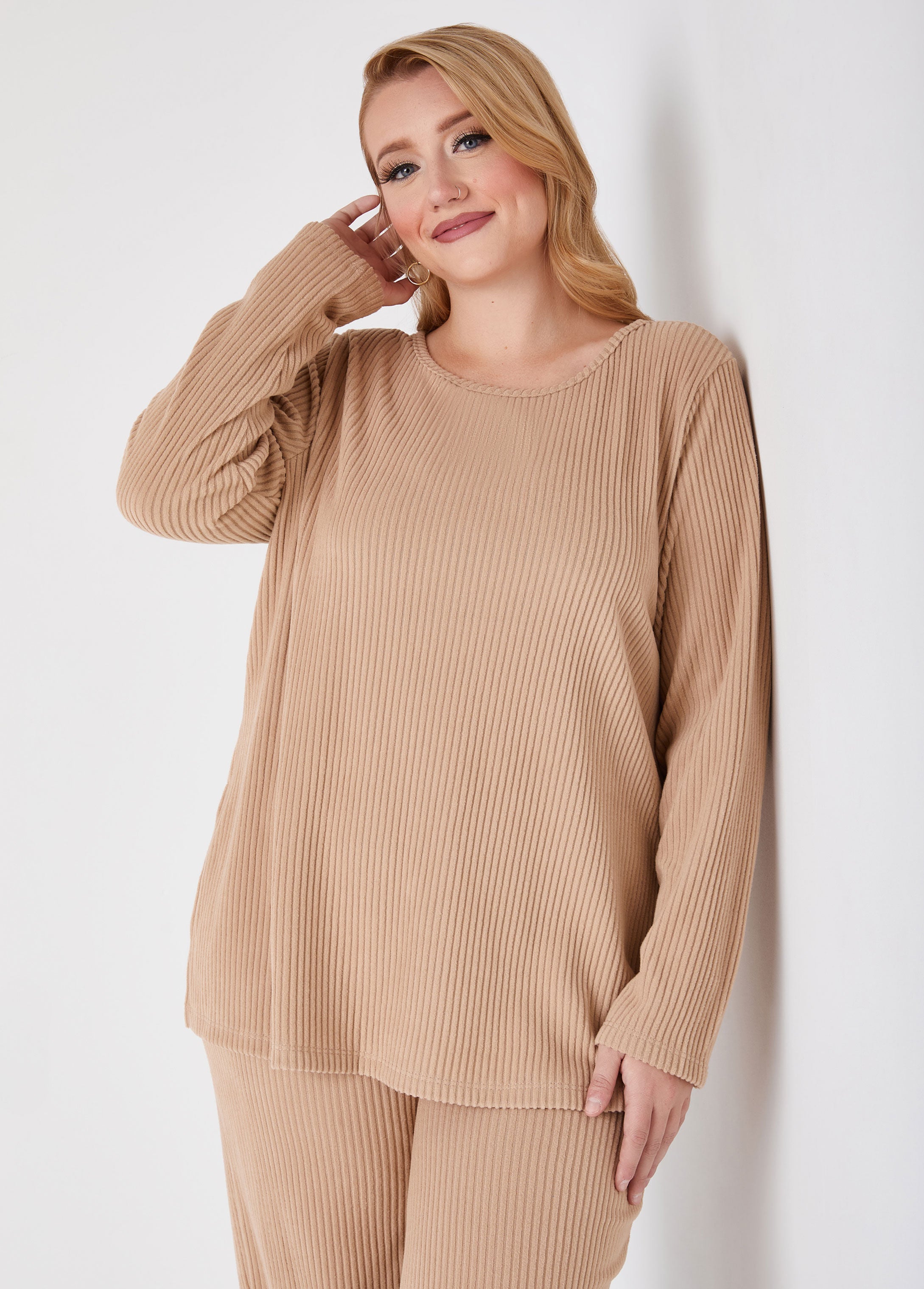 Plus Size Loungewear Sleep Set Tunic Trendy Fleece Lounge