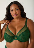 Mesh Paneled Lace Underwire Bra