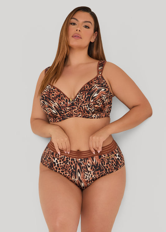 Animal Print Sheer Waist Briefs