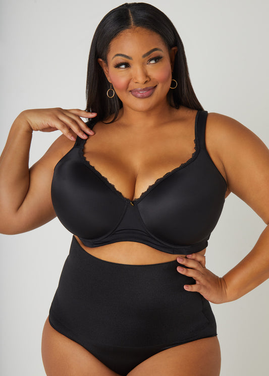 Plus Size Lace Trimmed Full Coverage Butterfly Bra