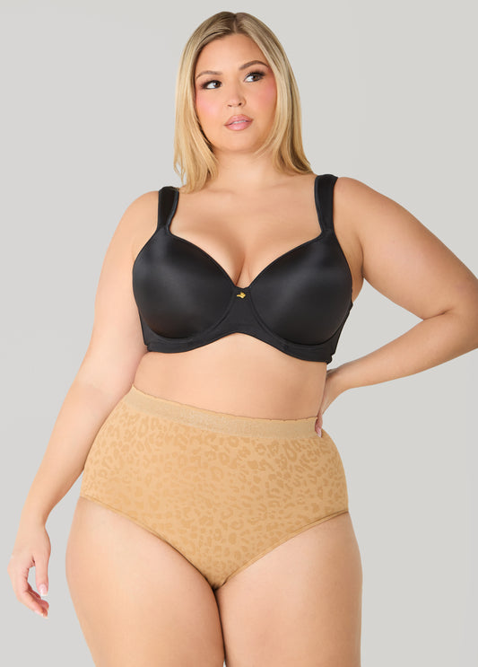 Plus Size Seamless Leopard Jacquard Briefs