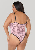 Heart Print Crotchless Bodysuit