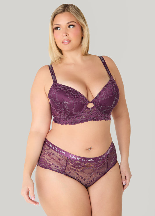 Plus Size Lurex™ Lace Longline Bra