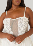 Floral Lace And Satin Babydoll Set
