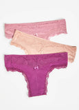 3 Pack Lace Trimmed Cheeky Panties