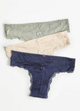 Lace Trimmed 3 Pack Cheeky Panties
