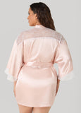 Two Tone Lace Paneled Satin Robe