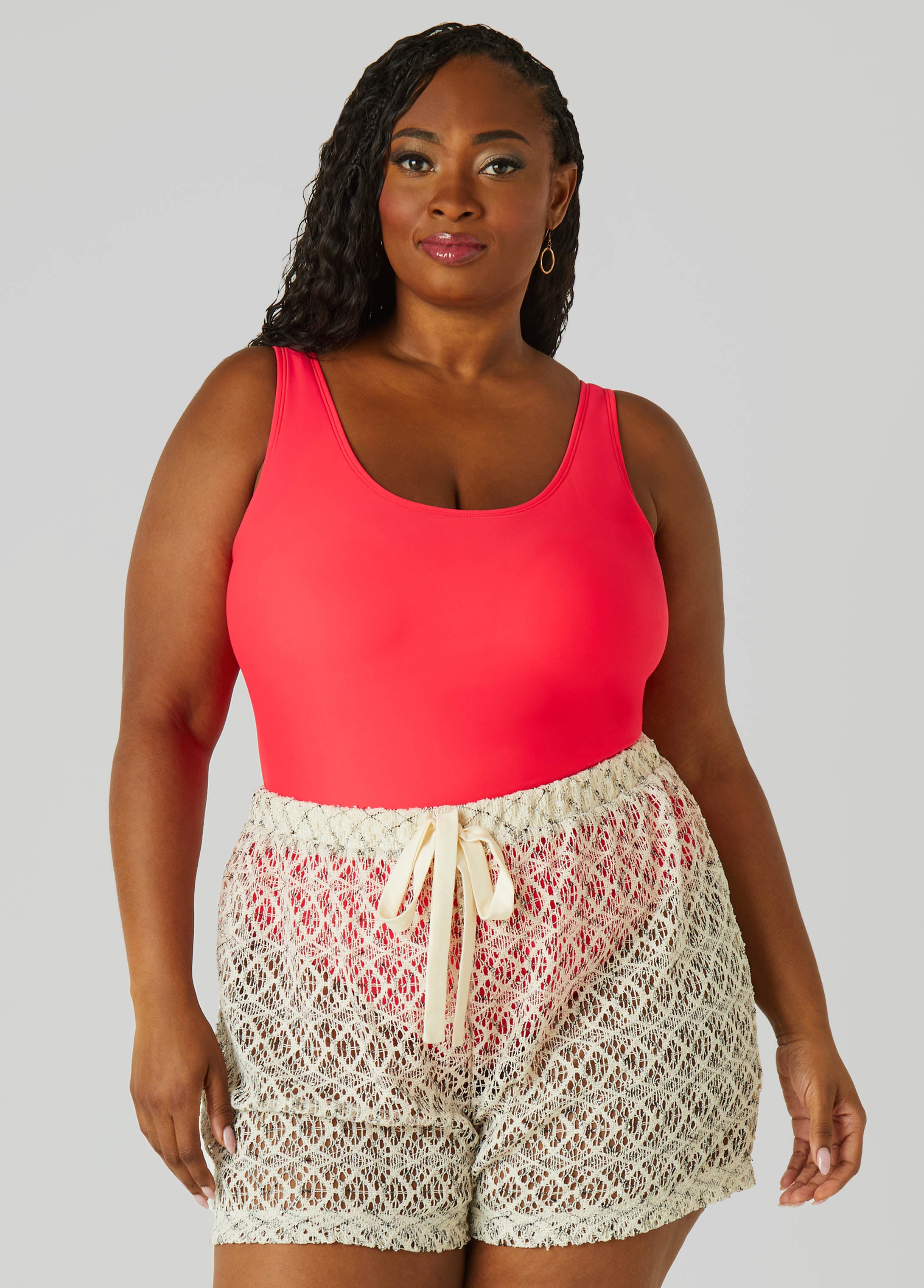 Plus Size Crochet Cover Up Shorts