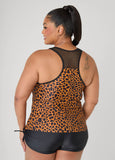 Mesh Paneled Animal Tankini Set