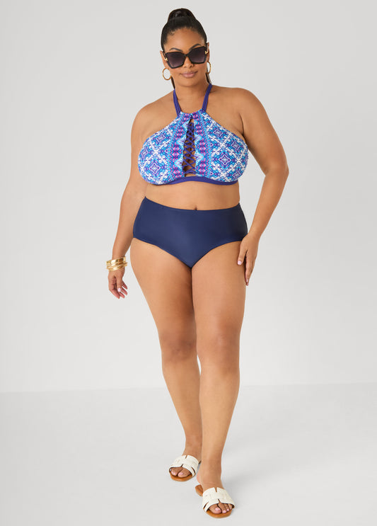 Printed Halter Bikini Top