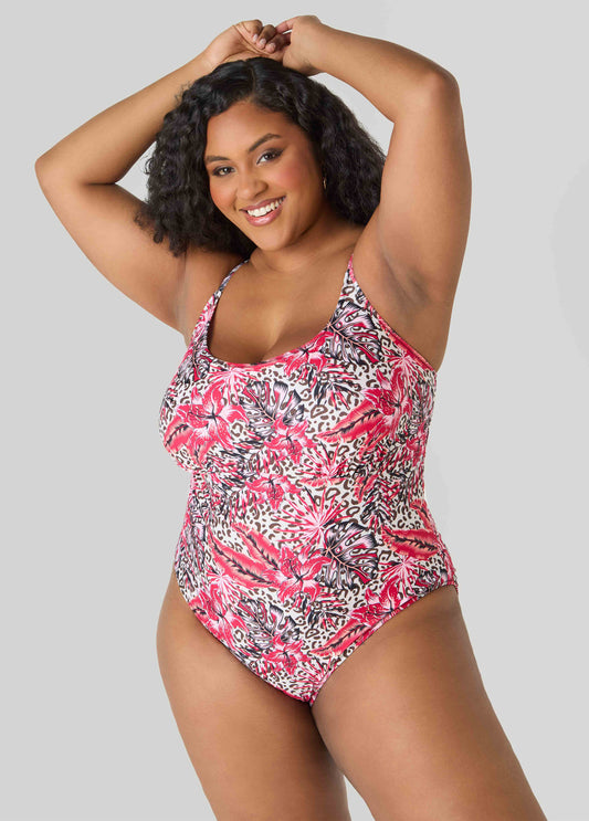 Leopard And Floral Print Swimsuit