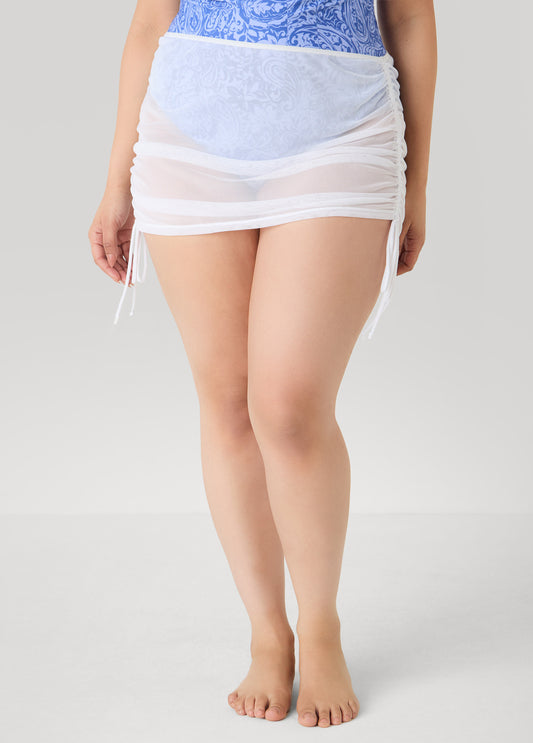 Drawstring Mesh Skirt Cover Up