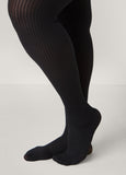 Plus Size 60 Denier Ribbed Footed Tights