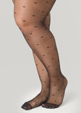 Plus Size Flocked Polka Dot Footed Tights