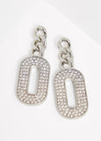 Pave Silver Tone Chain Earrings