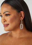 Pave Silver Tone Chain Earrings