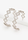 Clover Silver Tone Hoop Earrings