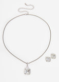 Crystal Silver Tone Necklace Box Set