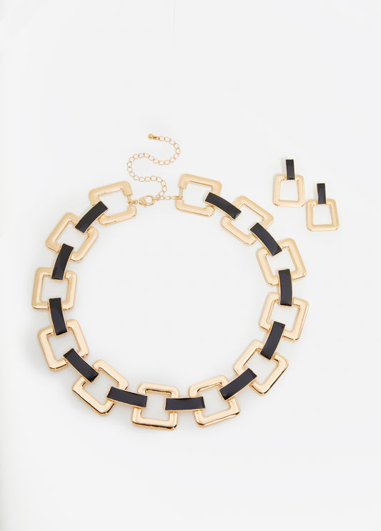 Enamel Gold Tone Necklace Set
