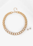 Crystal Cuban Link Necklace Set