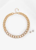 Crystal Cuban Link Necklace Set