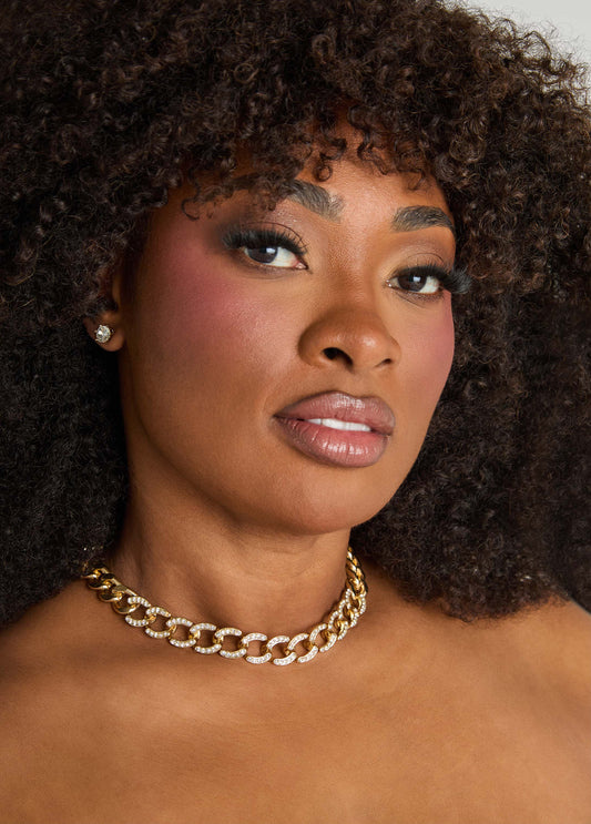 Crystal Cuban Link Necklace Set