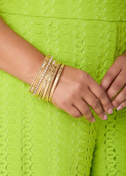 Set Of 13 Gold Tone Bangles