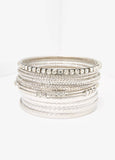 Set Of 13 Silver Tone Bangles