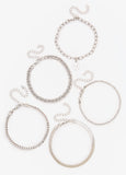 Set Of Five Silver Tone Bracelets