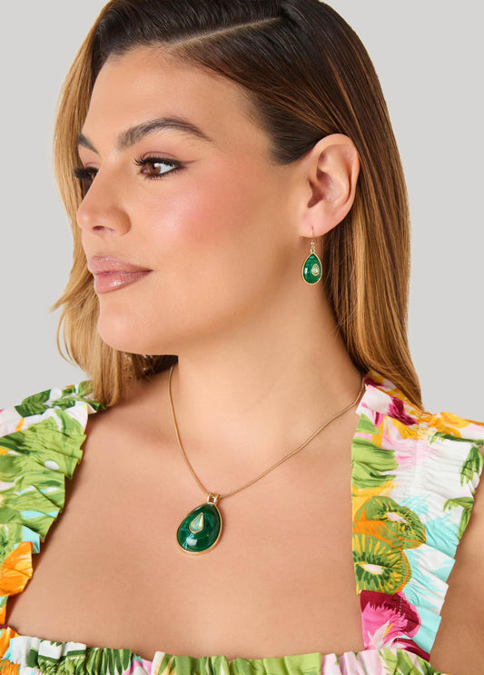 Teardrop Stone Necklace Set