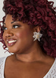 Flower And Faux Pearl Earrings