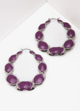 Stone Twisted Hoop Earrings