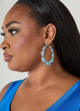 Twisted Stone Hoop Earrings