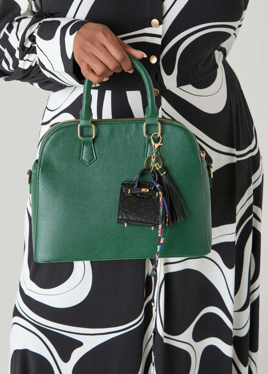 Tasseled Ostrich Effect Bag Charm