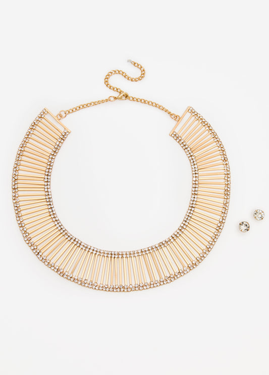 Crystal Gold Tone Collar Set