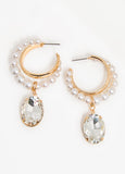 Crystal Drop Faux Pearl Earrings