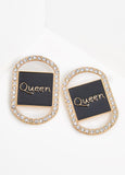 Trendy Queen Crystal Earrings Pierced Rhinestone Statement Earrings